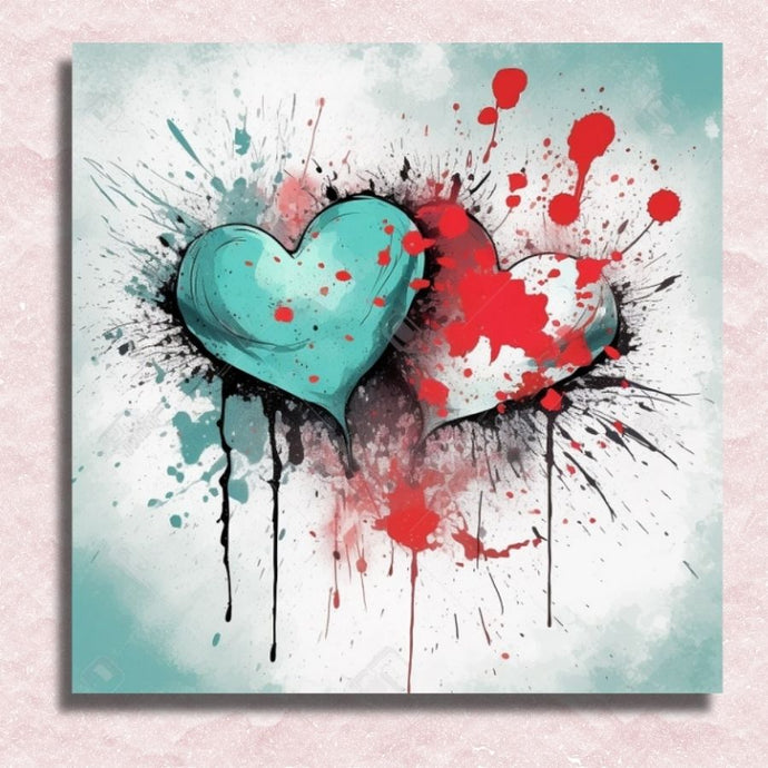 Mini Hearts Canvas - Painting by numbers shop
