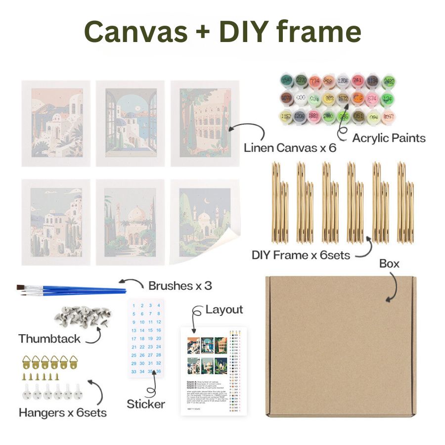 Mini Paint by numbers - DIY frame 6-pack