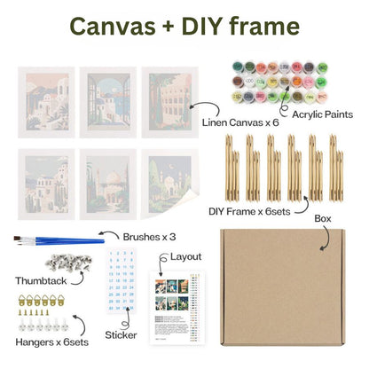 Mini Paint by numbers - DIY frame 6-pack