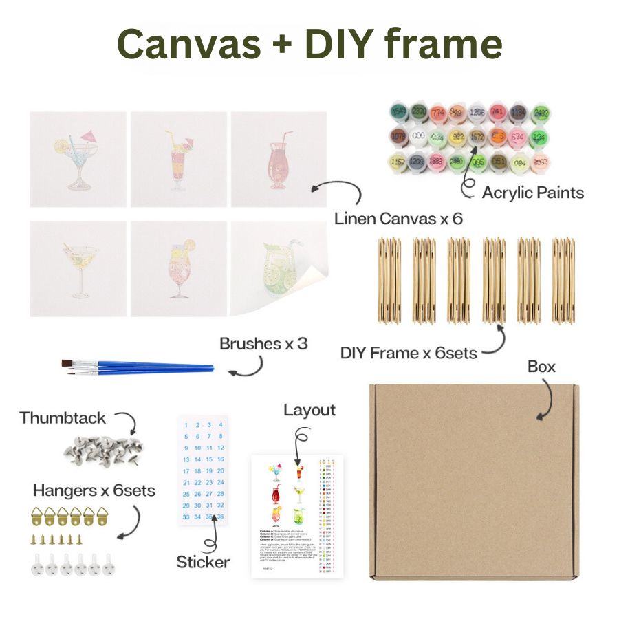 Mini Paint by numbers - DIY frame 6-pack