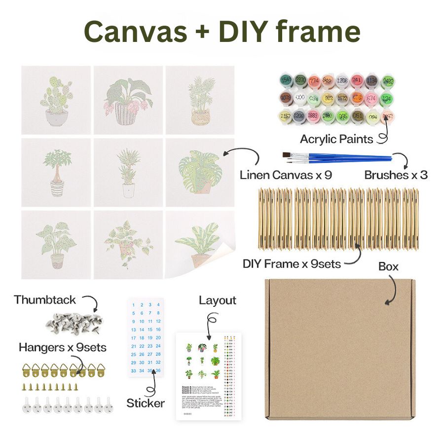 Mini Paint by numbers - DIY frame 6-pack