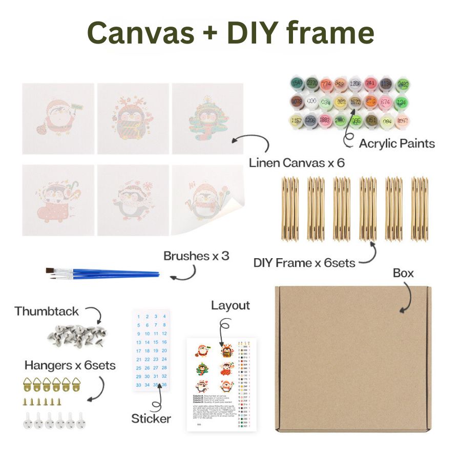 Mini Paint by numbers - DIY frame 6-pack