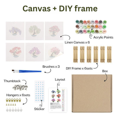 Mini Paint by numbers - DIY frame 6-pack