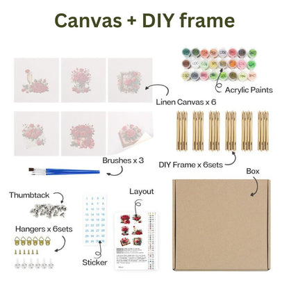 Eternal Rose Whispers 6 Pack Paint by Numbers - DIY frame