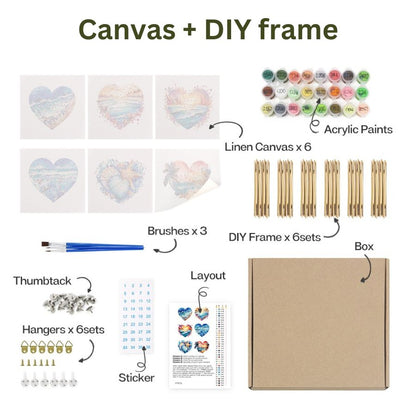 Wave of Love 6 Pack Paint by Numbers - DIY frame