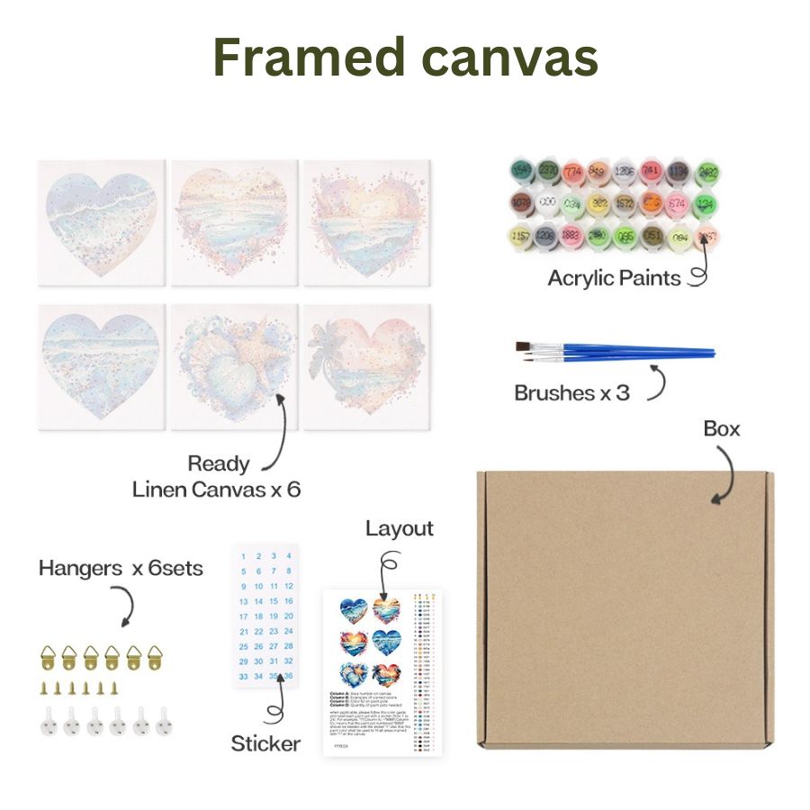 Wave of Love 6 Pack Paint by Numbers - framed