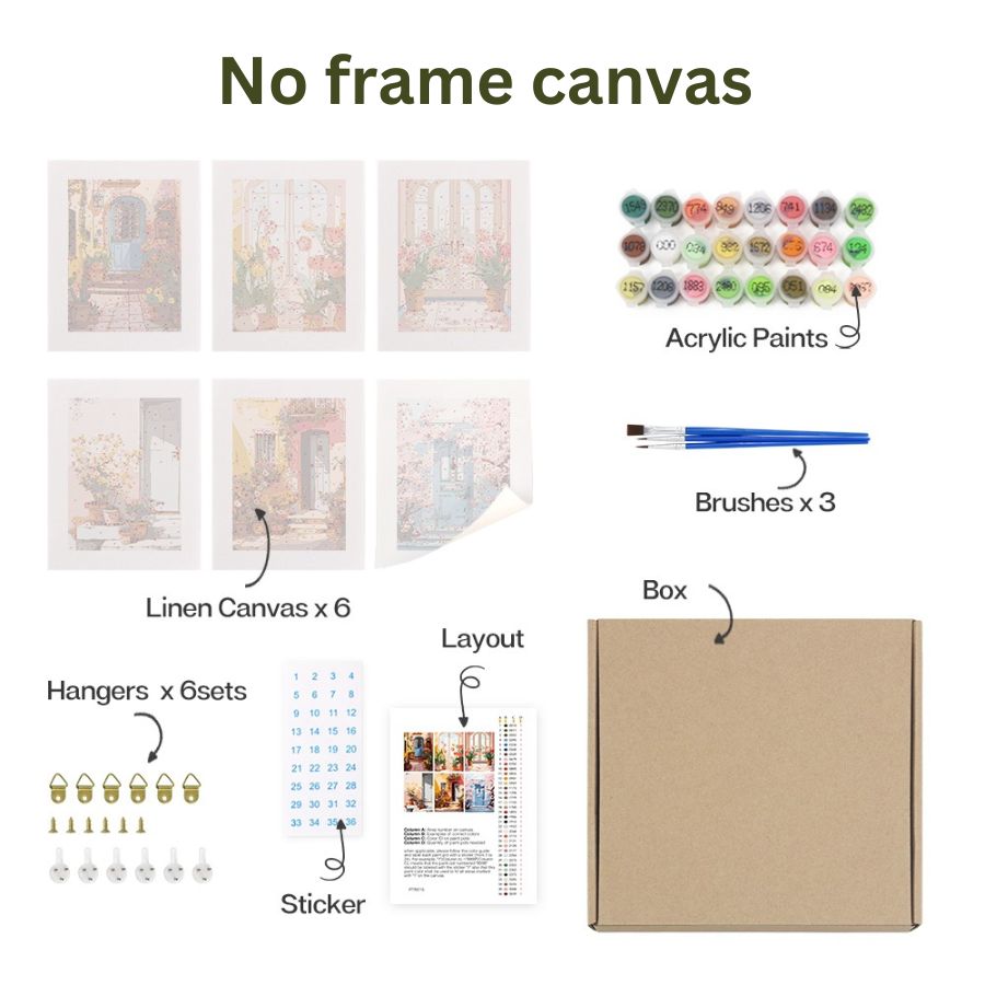 Blooming Haven 6 Pack Paint by Numbers - no frame