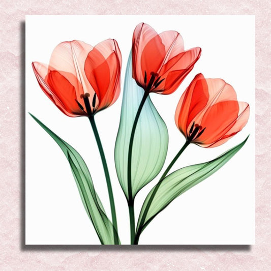 Mini Red Tulips Canvas - Paint by numbers