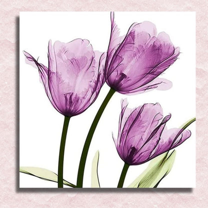 Mini-Leinwand mit violetten Tulpen – Malen-nach-Zahlen-Shop