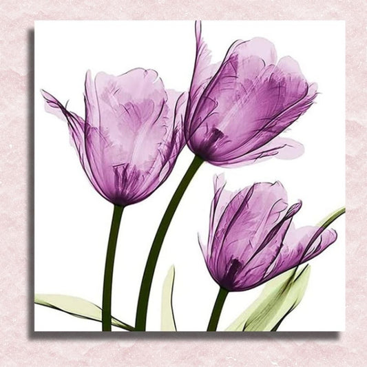 Mini Violet Tulips Canvas - Paint by numbers