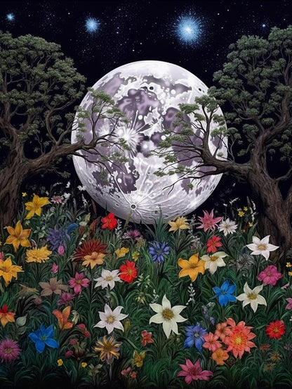 Moon Stars and Flowers - Painting by numbers shop