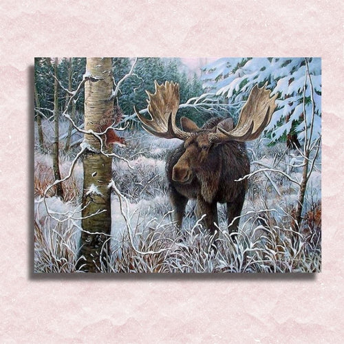 Moose in Winter Forrest - Painting by numbers shop