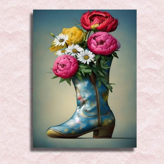 My Vintage Boot is Blooming Canvas - Painting by numbers shop