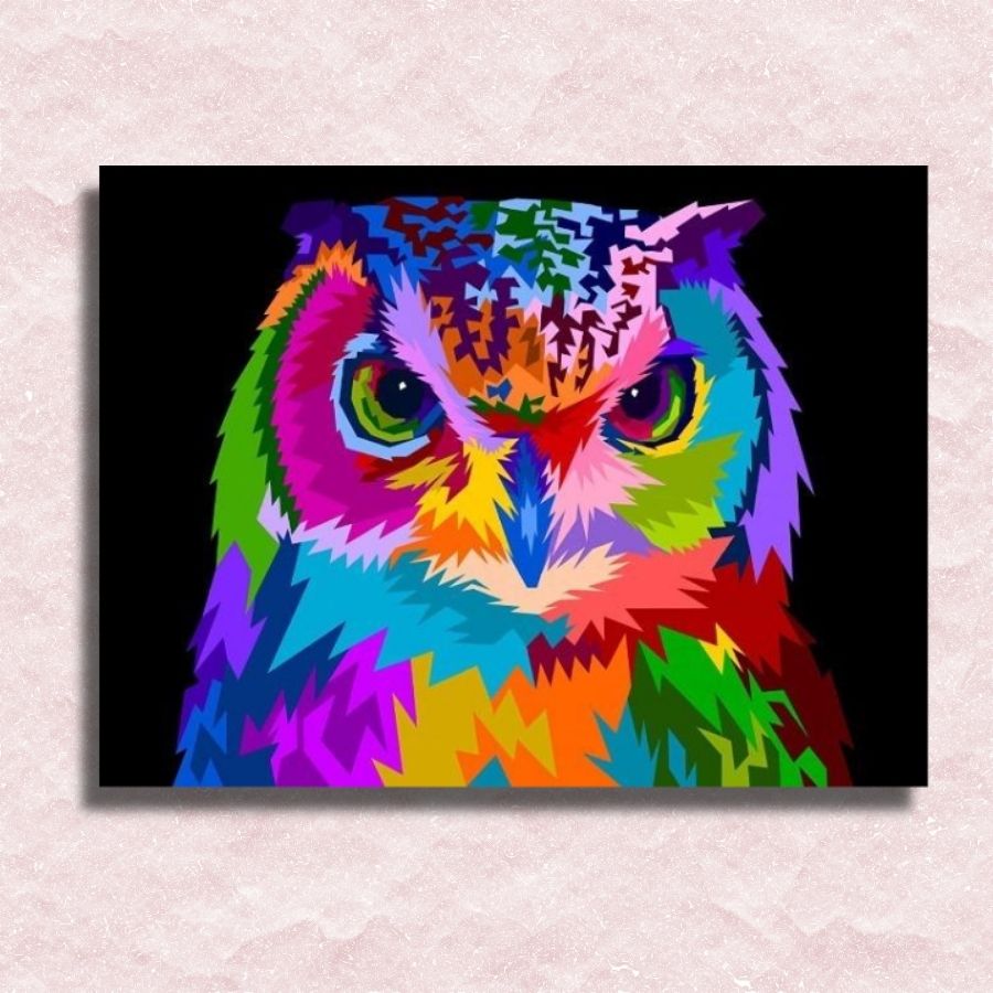 Neon Uil Canvas - Verf op nummer