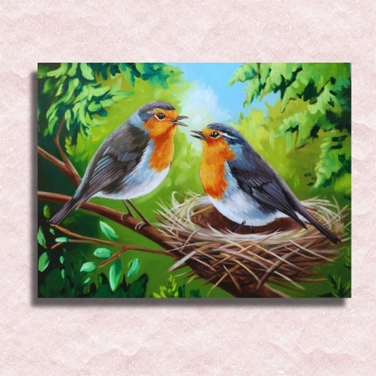 Nestled Robin Duet Canvas - Paint by numbers