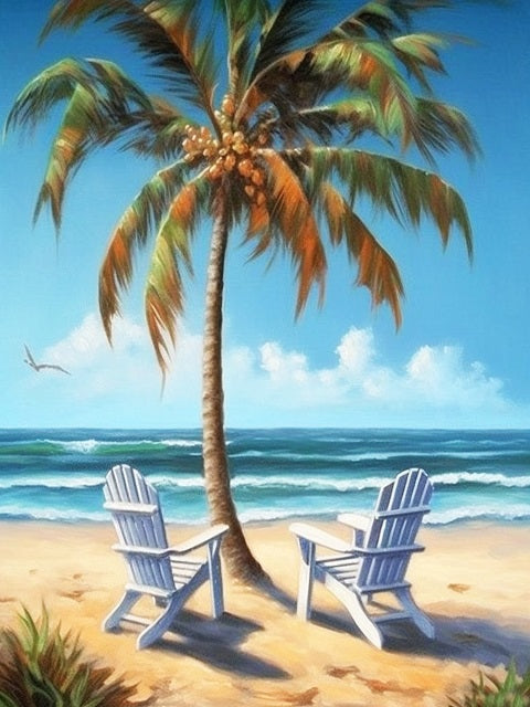 Beach and Palm Paint by Numbers