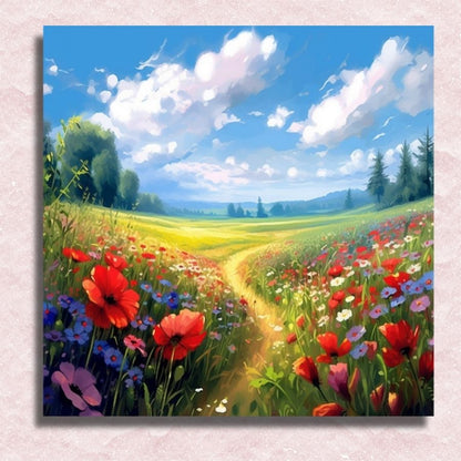 Path in the Flowery Field Canvas - Painting by numbers shop