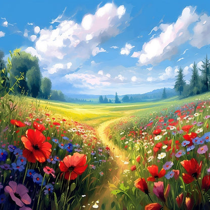 Path in the Flowery Field - Painting by numbers shop