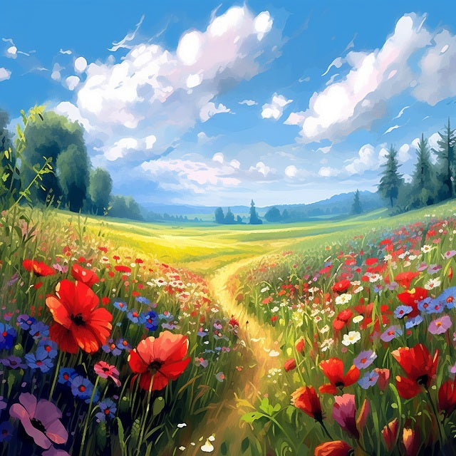 Path in the Flowery Field - Paint by numbers