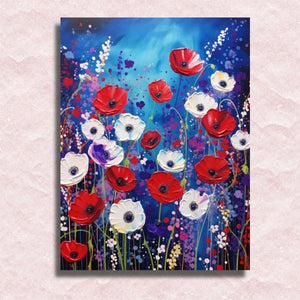 Patriotische Blütenblätter – Malen-nach-Zahlen-Leinwand