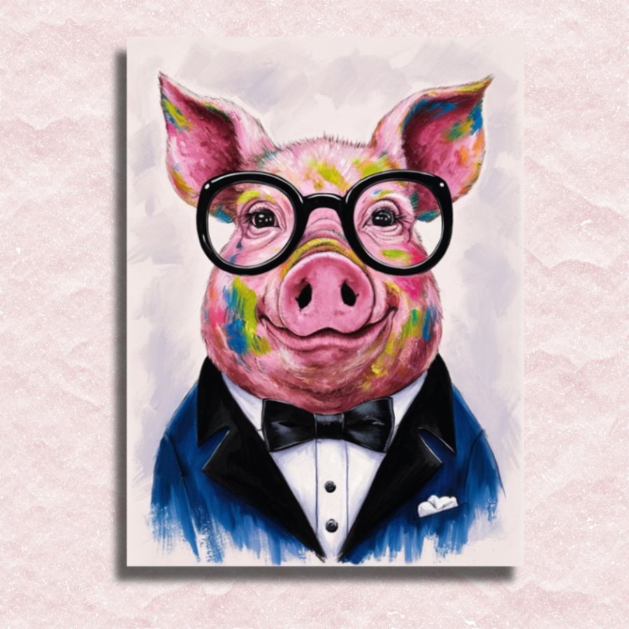 Pig with Glasses Canvas - Paint by numbers