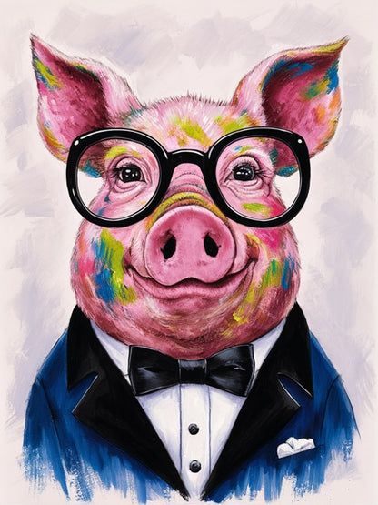 Pig with Glasses - Paint by numbers