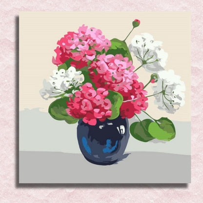 Rosa und weiße Hortensien-Leinwand – Malen-nach-Zahlen-Shop