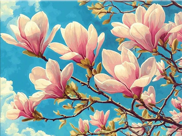 Pink Magnolia - Paint by numbers