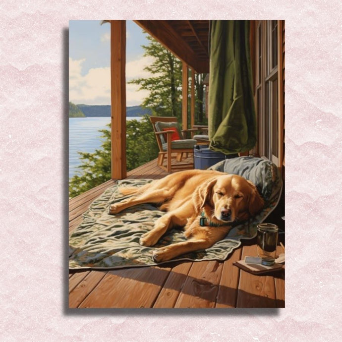 Porchside Pup at Rest Canvas - Paint by numbers