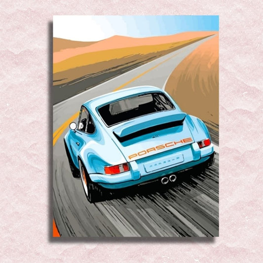 Porsche in Desert Canvas - Schilderij op nummerwinkel