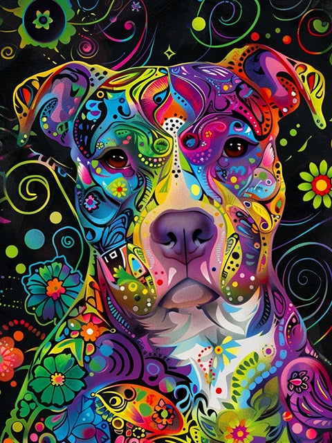 Psychedelischer Hund - Malen-nach-Zahlen-Shop