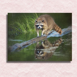 Raccoon Reflection Canvas - Painting by numbers shop