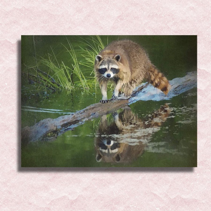Raccoon Reflection Canvas - Painting by numbers shop