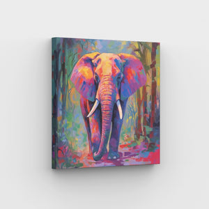 Regenbogenelefant - Malen-nach-Zahlen-Leinwand