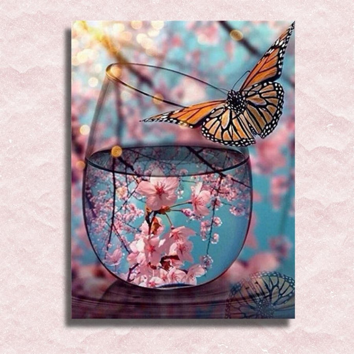 Reflection of Cherry Blossoms Canvas - Painting by numbers shop