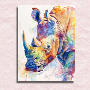 Rhino Color Splash Canvas - Winkel op nummer schilderen