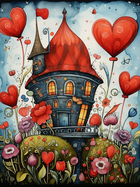 Romantic Hearts House - Painting by numbers shop