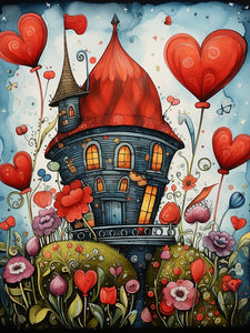 Romantic Hearts House - Paint by numbers