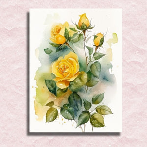 Romantische gelbe Rosenmorgen-Leinwand – Malen-nach-Zahlen-Shop