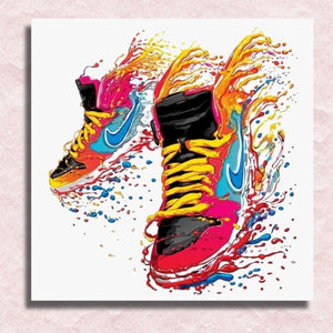 Running Sneakers Splash Canvas - Painting by numbers shop