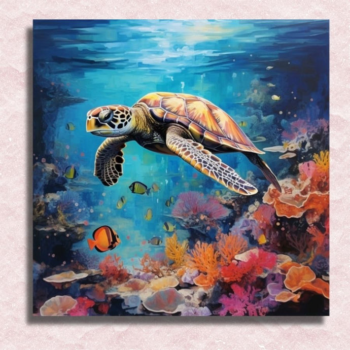Sea Turtle Coral Voyage Canvas - Paint by numbers