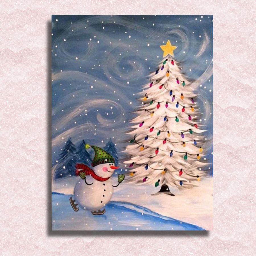 Skating Snowman Canvas - Painting by numbers shop