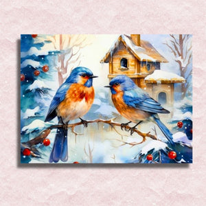 Snowy Robin Retreat Canvas - Painting by numbers shop