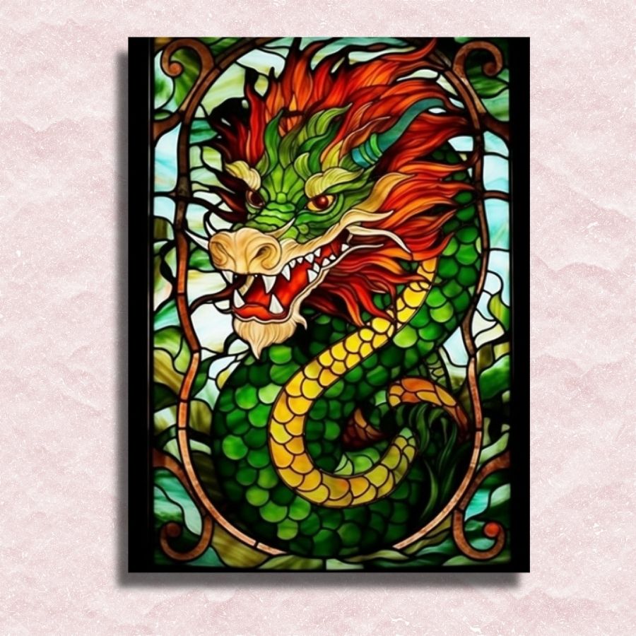 Gebrandschilderd glas Dragon Canvas - Schilderen op nummer winkel