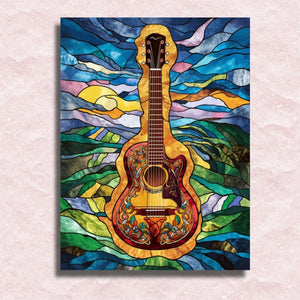 Stained Glass Guitar Melody Canvas - Paint by numbers