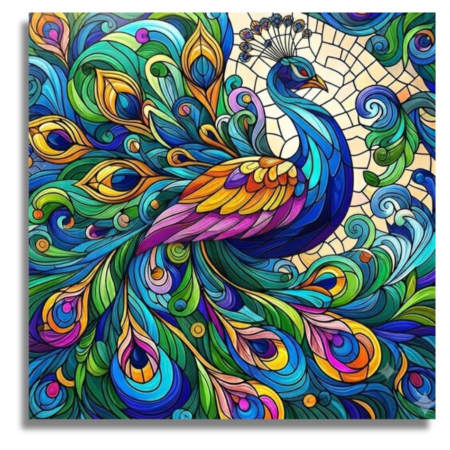 Peacock Stained Glass - Paint by numbers