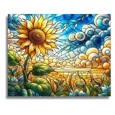 Stained Glass Sunflower Field Canvas - Paint by numbers