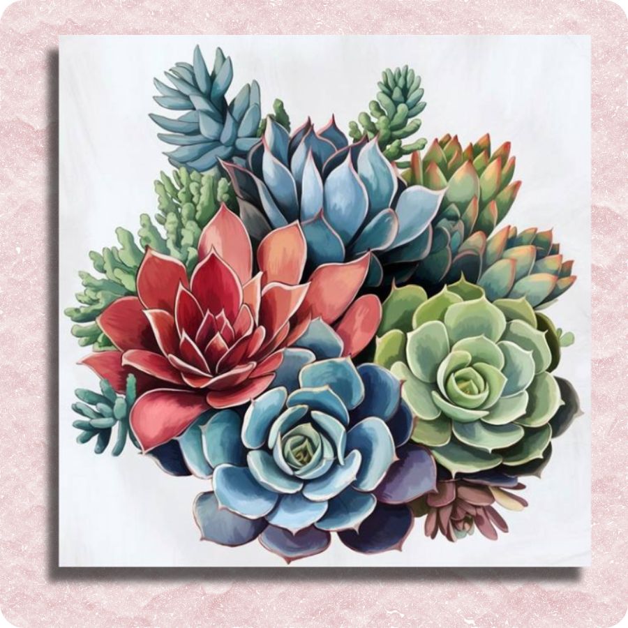 Succulent Garden Art Canvas - Paint by numbers