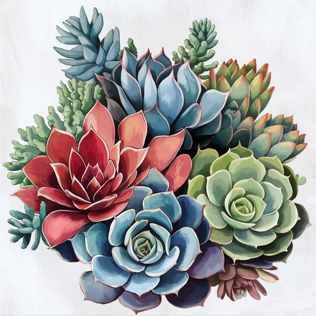 Succulent Garden Art - Paint by numbers