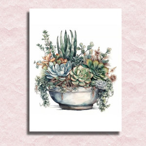 Succulent Plant Pot Canvas - Paint by numbers